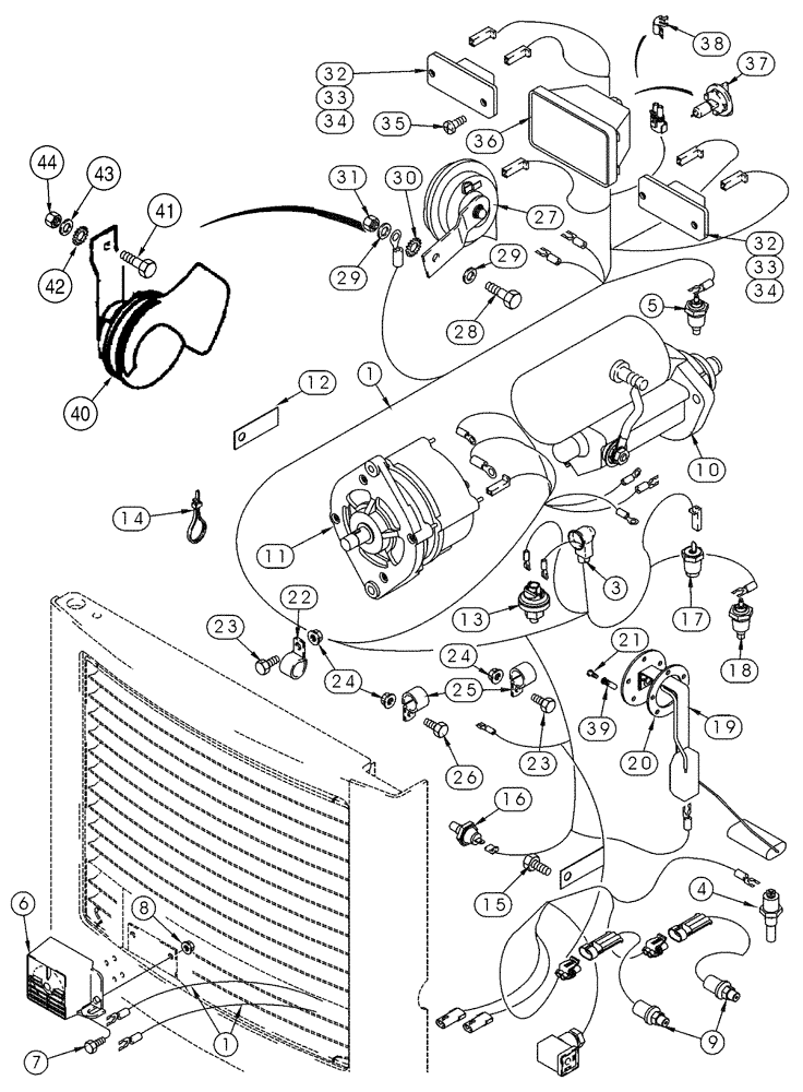 Схема запчастей Case 90XT - (04-10) - HARNESS CHASSIS NORTH AMERICA/EUROPE - JAF0245224, REAR (04) - ELECTRICAL SYSTEMS