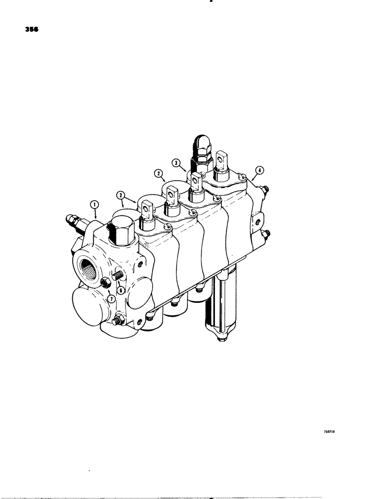 Схема запчастей Case 580C - (356) - 3-POINT HITCH CONTROL VALVE (08) - HYDRAULICS