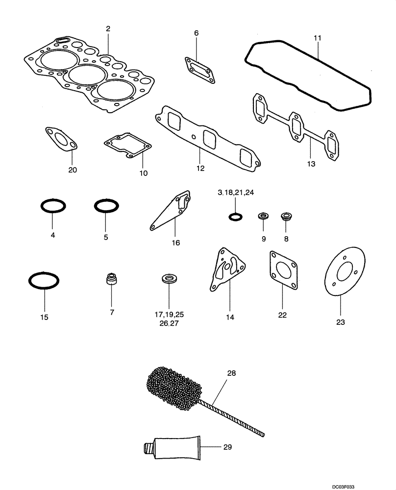 Схема запчастей Case CX14 - (02-18[00]) - GASKET KIT (02) - ENGINE