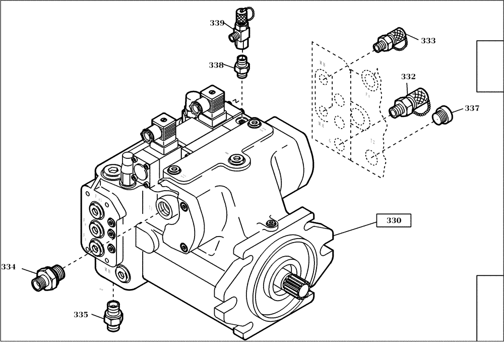 Схема запчастей Case 321D - (22.011[001]) - PUMP MOUNTING PARTS (S/N 591052-UP) No Description