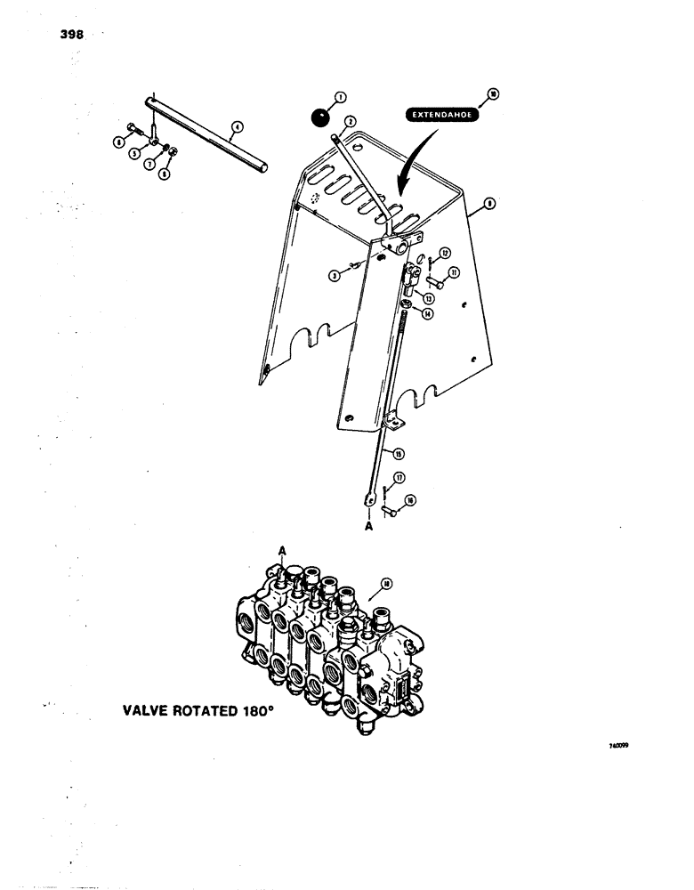 Схема запчастей Case 680E - (398) - EXTENDABLE DIPPER CONTROL WITH FOOT SWING MODELS (84) - BOOMS, DIPPERS & BUCKETS