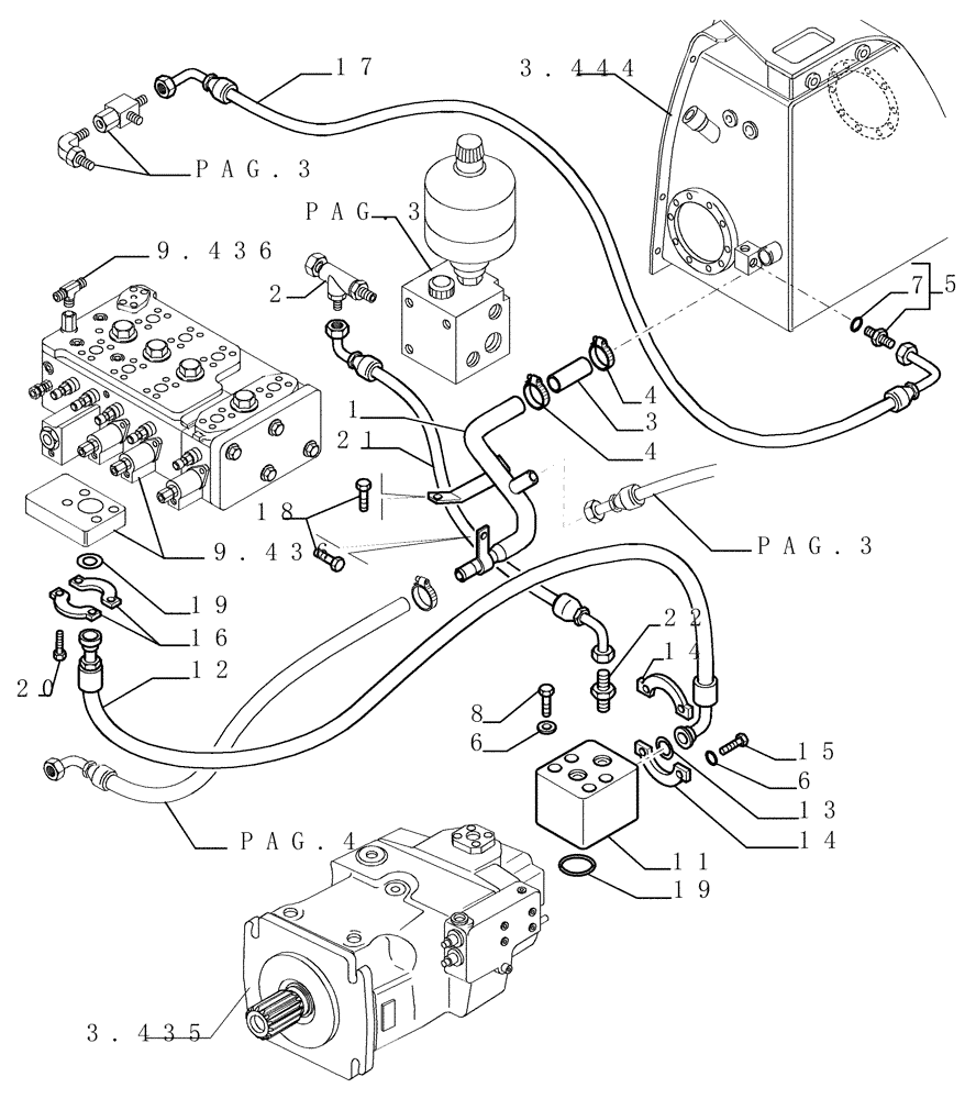 Схема запчастей Case 1850K - (3.434[02]) - HYDRAULIC SYSTEM PIPING (07) - HYDRAULIC SYSTEM/FRAME