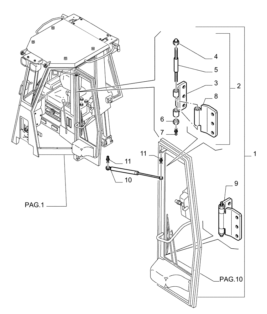 Схема запчастей Case 1850K LT - (9.653[32]) - ROPS CAB - DOOR - OPTIONAL CODE 76078133 (19) - OPTIONS