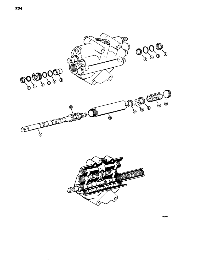 Схема запчастей Case 450 - (234) - FOUR POSITION SPOOLS (07) - HYDRAULIC SYSTEM