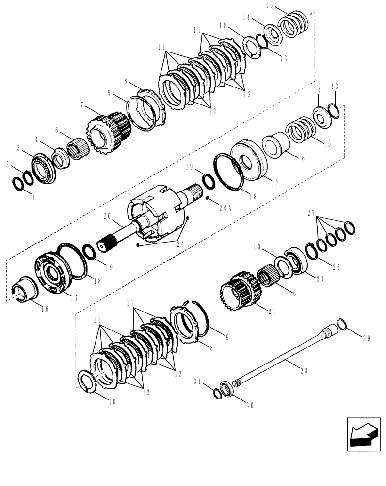 Схема запчастей Case 580SM - (21.112.03[01]) - TRANSMISSION, 2WD (580SM) - SHAFT, INPUT & PTO (21) - TRANSMISSION