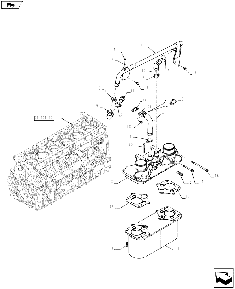 Схема запчастей Case F3DFA613A E001 - (10.408.02) - HEAT EXCHANGER (504386770) (10) - ENGINE