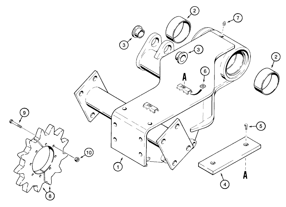 Схема запчастей Case 960 - (09-24) - MOUNTING BOOM BRACKET, TRENCHER (09) - CHASSIS