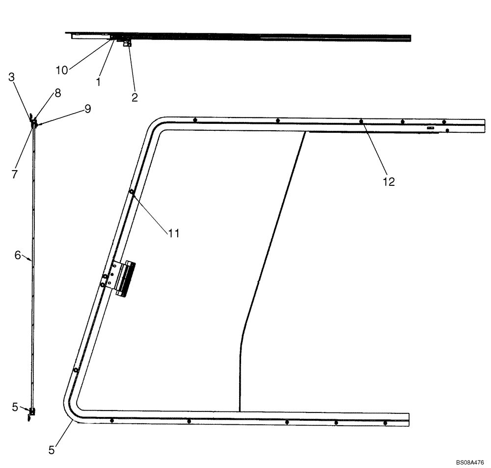 Схема запчастей Case 435 - (09-31A) - SIDE WINDOW, INTERIOR - RH (09) - CHASSIS