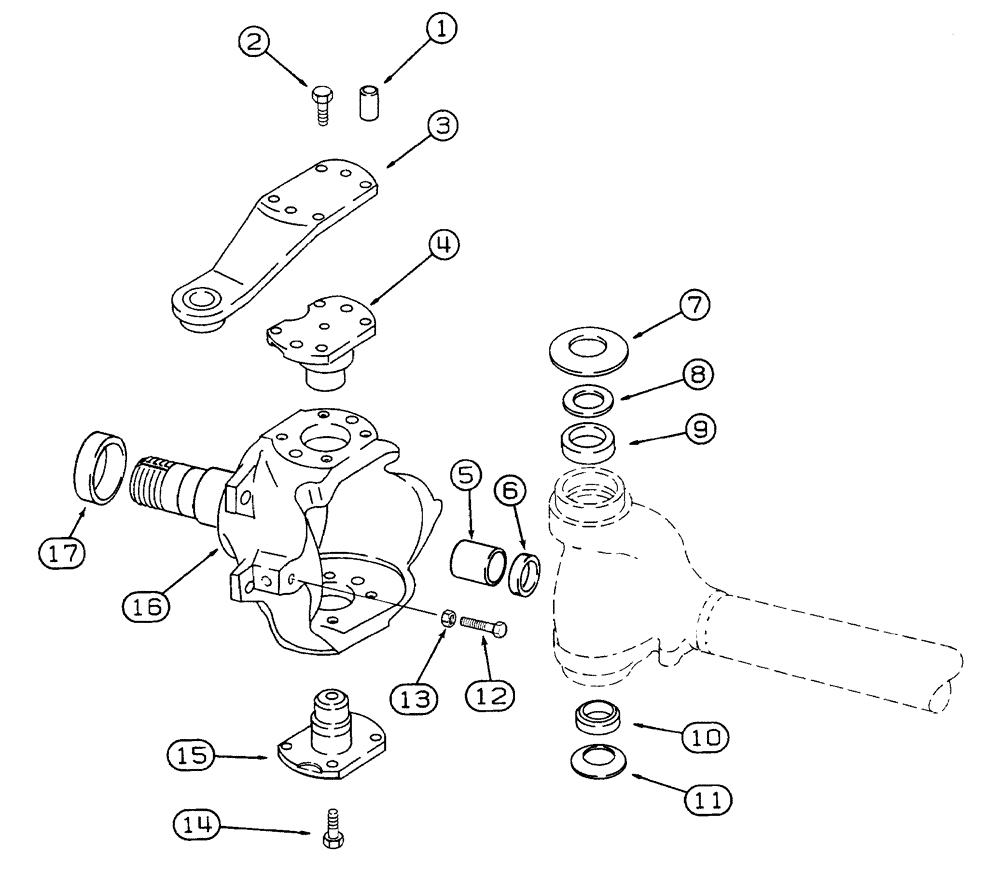 Схема запчастей Case 460 - (6-38) - FRONT AXLE ASSEMBLIES, 115816A1 AND 139021A1, SWIVEL HOUSING, PRIOR TO P.I.N. JAF0164068 (06) - POWER TRAIN