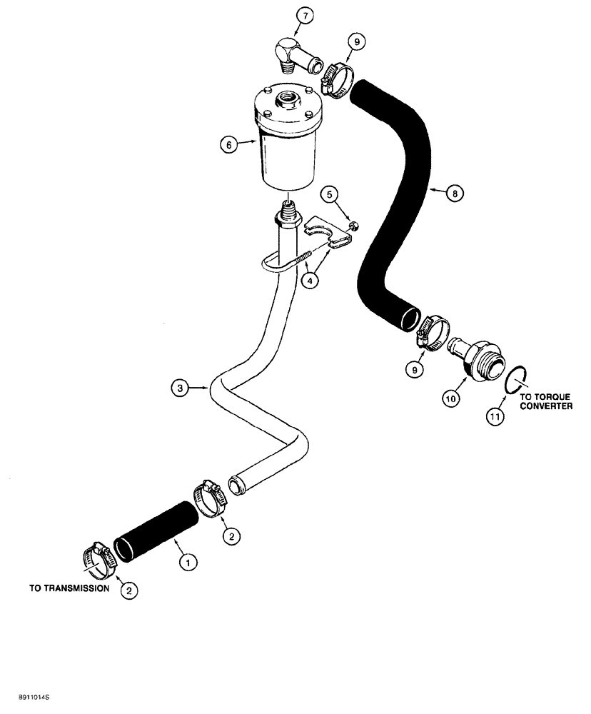 Схема запчастей Case 650G - (6-28) - CRAWLER HYDRAULIC CIRCUIT - TRANSMISSION SUCTION LINE (06) - POWER TRAIN