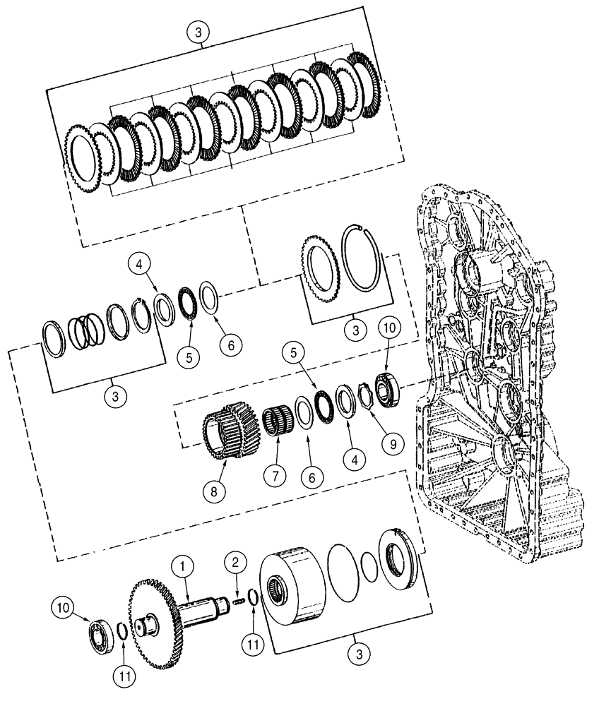 Схема запчастей Case 621D - (06-08) - TRANSMISSION - CLUTCH ASSY, FIRST (06) - POWER TRAIN