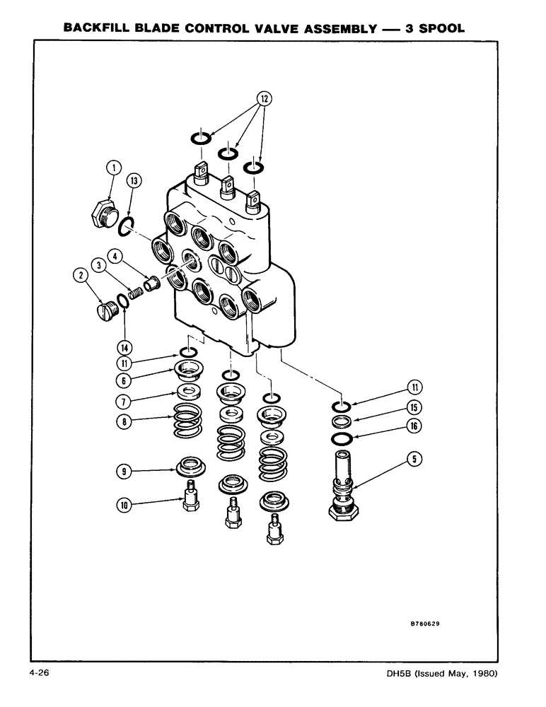 Схема запчастей Case DH5 - (4-26) - BACKFILL BLADE CONTROL VALVE ASSEMBLY - 3 SPOOL (35) - HYDRAULIC SYSTEMS