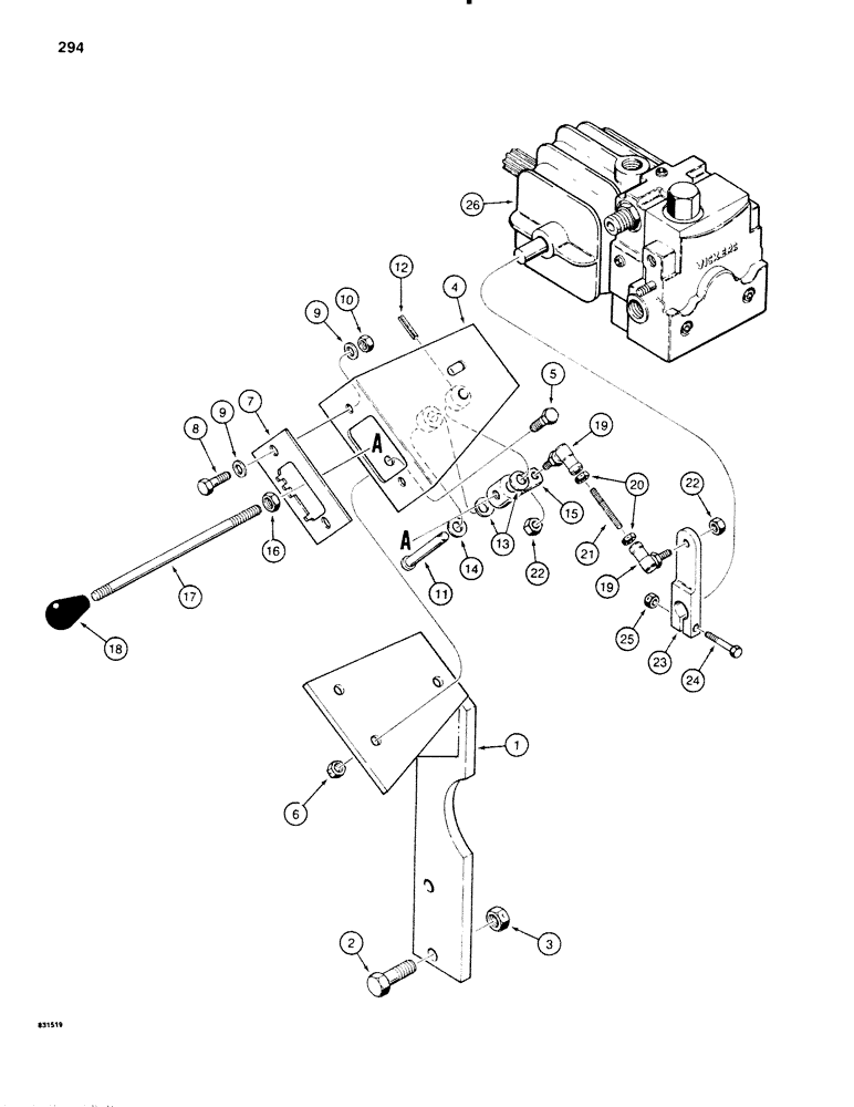 Схема запчастей Case P60 - (294) - LINE LAYER PUMP CONTROLS, USED BEF. 30+4 S/N 5465, BEF. 40+4 S/N 4045, & BEF. 30+4 SPECIAL S/N 3761 (35) - HYDRAULIC SYSTEMS