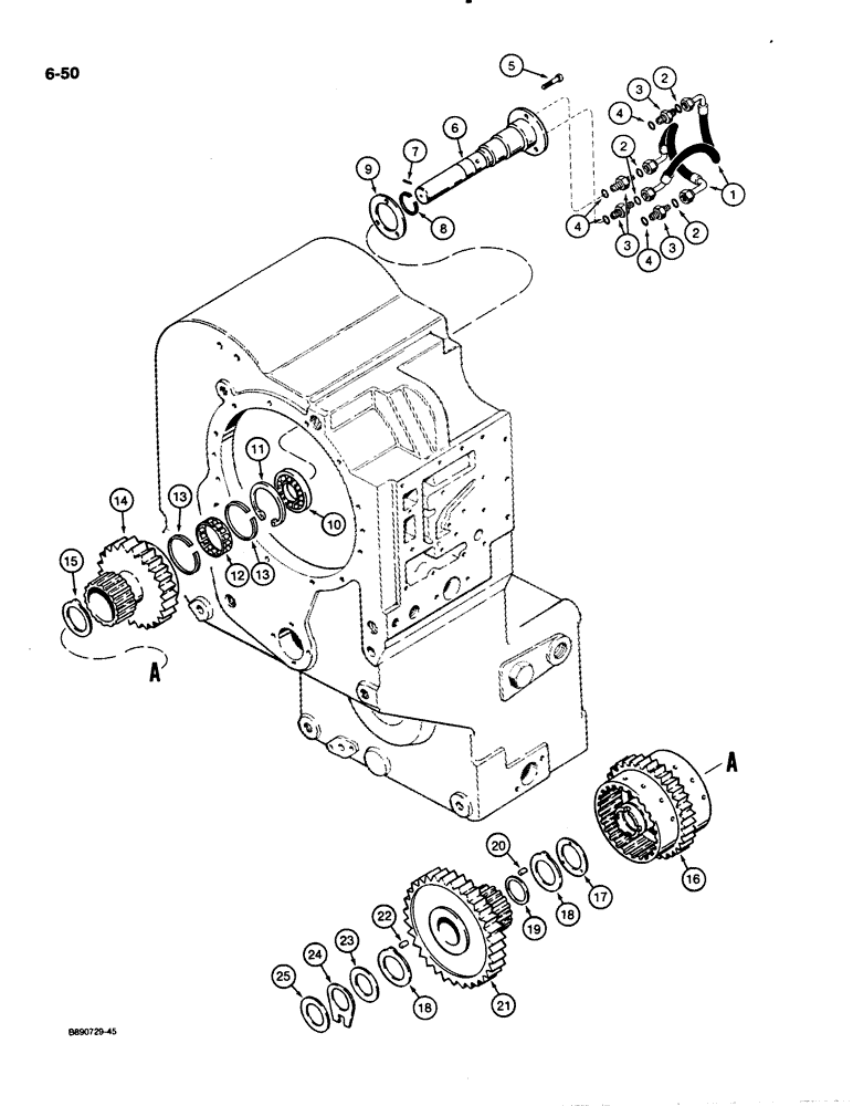 Схема запчастей Case 621 - (6-050) - TRANSMISSION ASSEMBLY, FORWARD AND LOW CLUTCHES, P.I.N. JAK0020901 AND AFTER (06) - POWER TRAIN