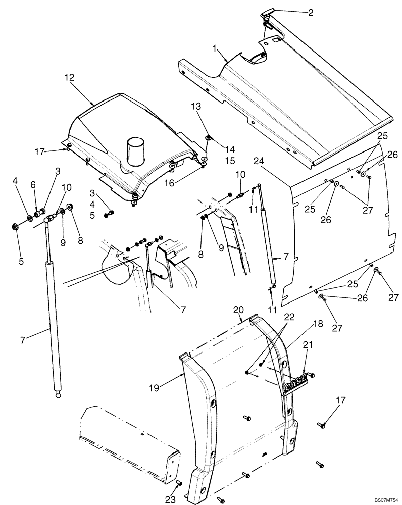 Схема запчастей Case 590SM - (09-39) - HOOD - GRILLE (09) - CHASSIS/ATTACHMENTS