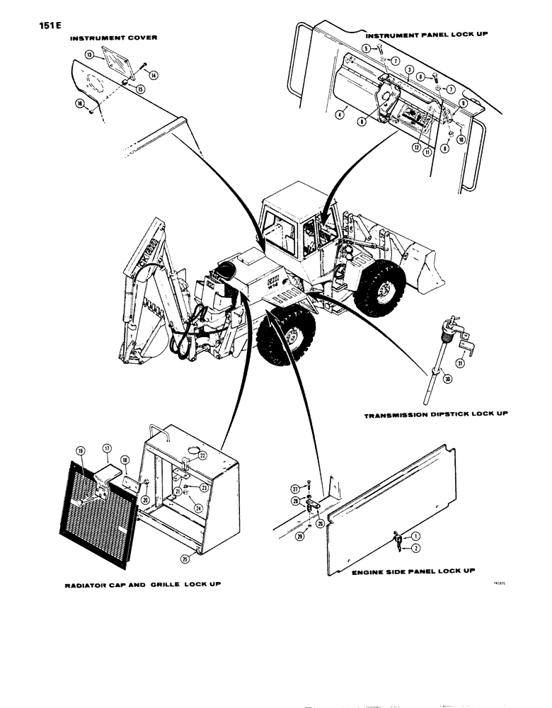 Схема запчастей Case W14 - (151E) - LOCKUP PARTS, BACKHOE MODELS ONLY, INSTRUMENT PANEL LOCKUP (09) - CHASSIS