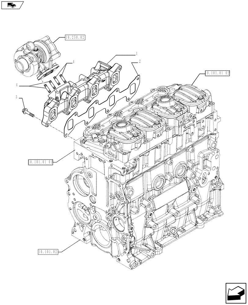 Схема запчастей Case SV250 - (10.254.05) - EXHAUST MANIFOLD (504183273) (10) - ENGINE