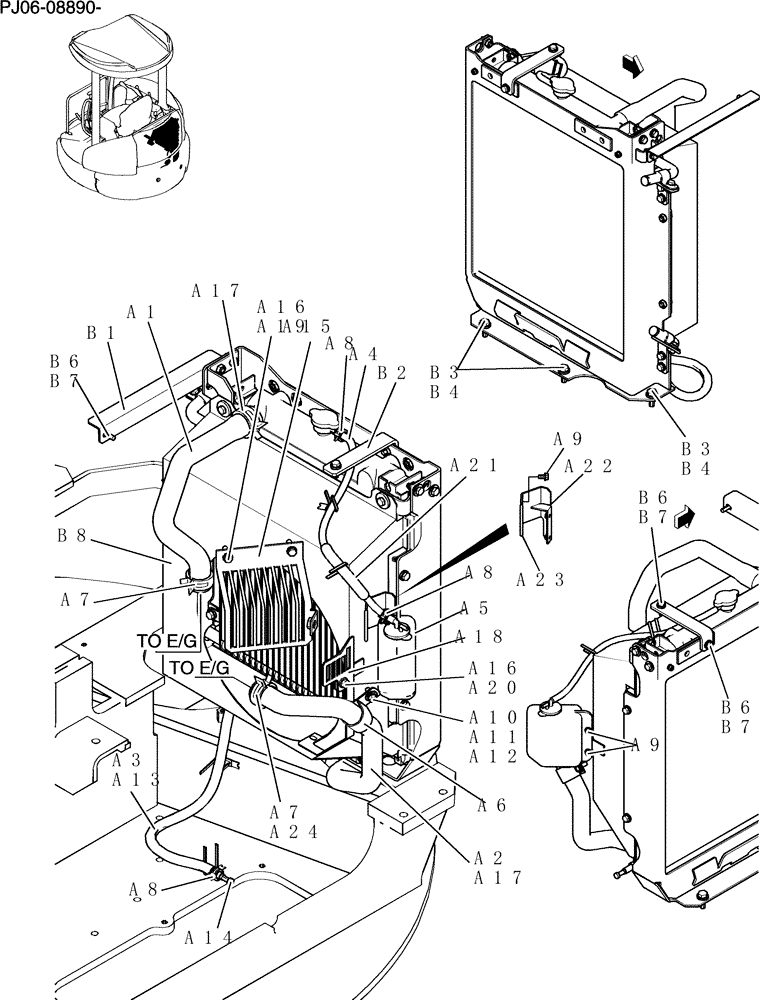 Схема запчастей Case CX50B - (707-01[1]) - RADIATOR INSTAL COOLER (10) - ENGINE