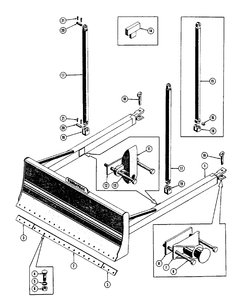 Схема запчастей Case 600 - (172) - MECHANICAL BULLDOZER INSTALLATION, FRAME, MOLDBOARD, MOUNTING PARTS (USED UP TO S/N 7060799) (05) - UPPERSTRUCTURE CHASSIS