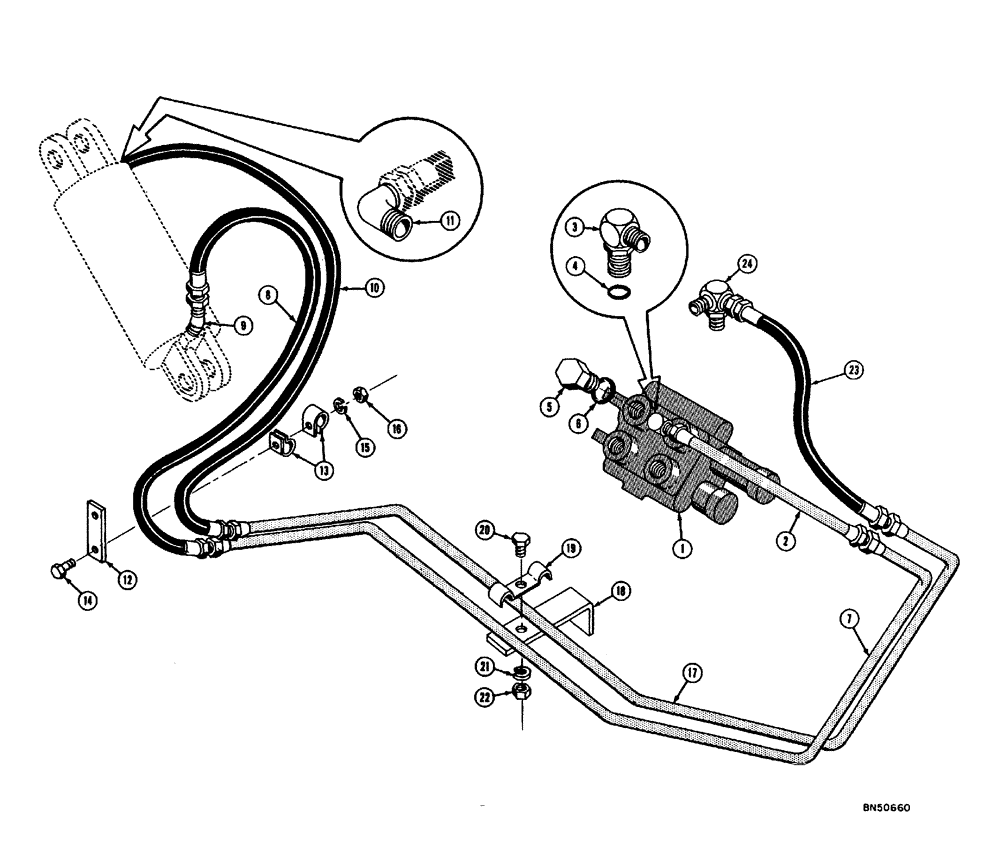 Схема запчастей Case 310E - (111) - THREE POINT HITCH HYDRAULICS (WITH DRAWBAR TRACTOR OR PULL BEHIND HYDRAULICS) (07) - HYDRAULIC SYSTEM