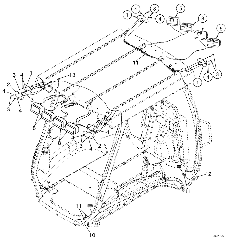 Схема запчастей Case 580SM - (04-14) - ELECTRICAL - LAMPS, ROPS CANOPY (04) - ELECTRICAL SYSTEMS