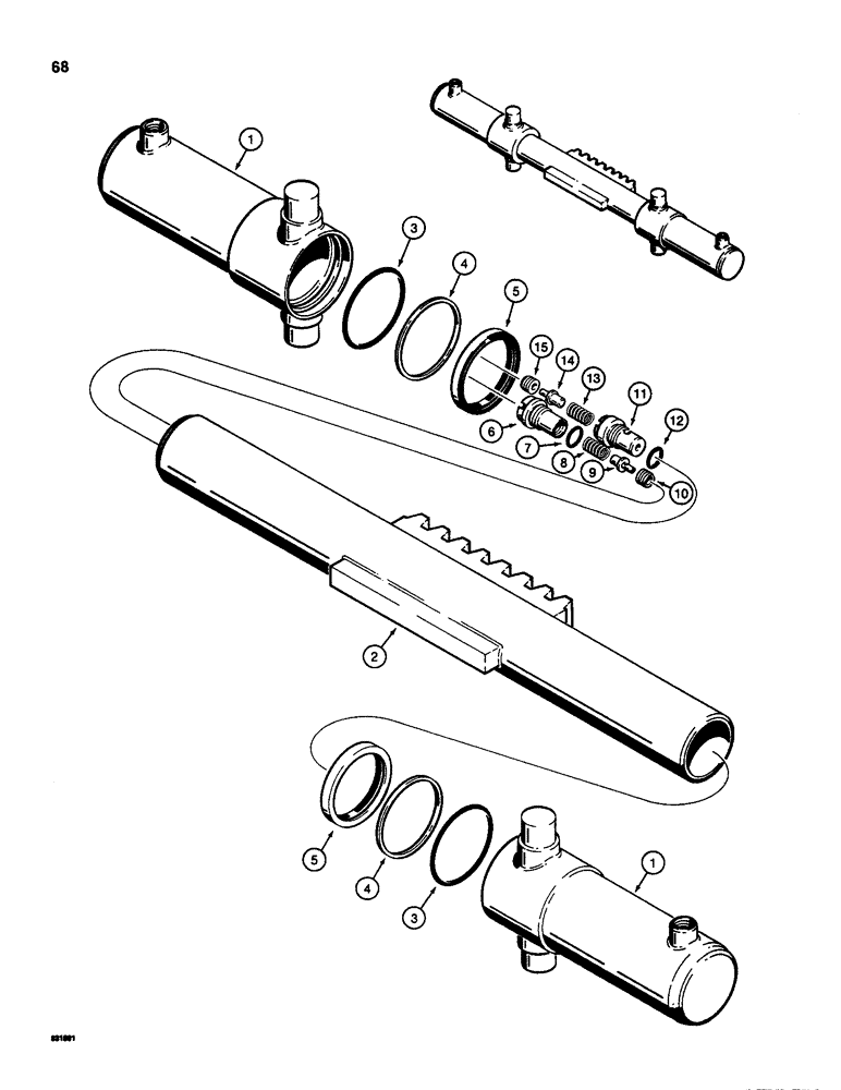 Схема запчастей Case D100 - (8-068) - SWING CYLINDER, USED ON 1835C, 1840, AND 1845C UNI-LOADERS 