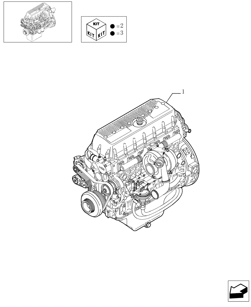 Схема запчастей Case F3AE0684D B001 - (0.02.1[01]) - ENGINE ASSY (500363876) 