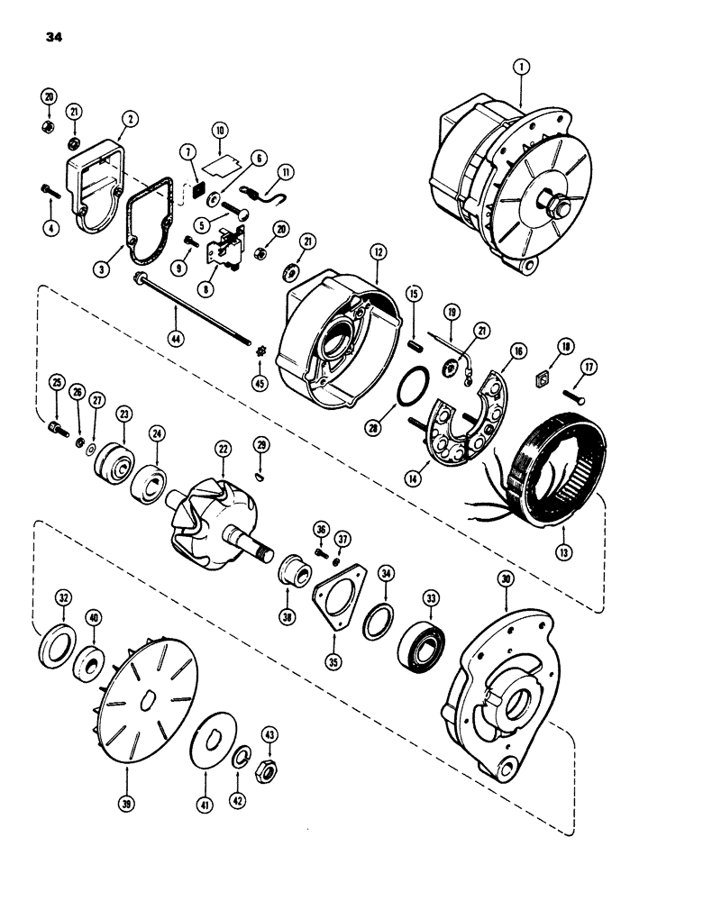 Схема запчастей Case W24 - (034) - A41360 ALTERNATOR, (504B) DIESEL ENGINE (04) - ELECTRICAL SYSTEMS