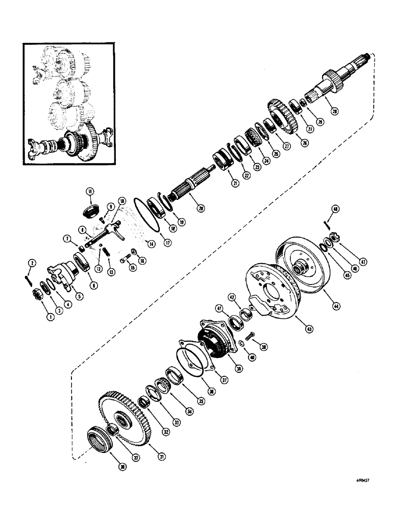 Схема запчастей Case W7 - (210) - TRANSMISSION, TRANSMISSION OUTPUT SHAFT AND REAR AXLE SHIFT-OUT, TRANS. ASSY. - COMPLETE (06) - POWER TRAIN