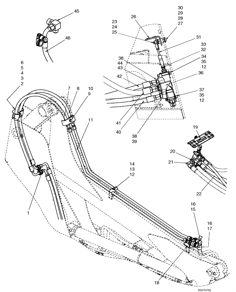 Схема запчастей Case 435 - (08-07) - HYDRAULICS - SECONDARY FRONT AUXILIARY (08) - HYDRAULICS