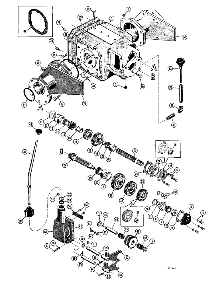 Схема запчастей Case 310G - (102) - D38527 TRANSMISSION, DIFFERENTIAL AND FINAL DRIVE SPACERS (03) - TRANSMISSION