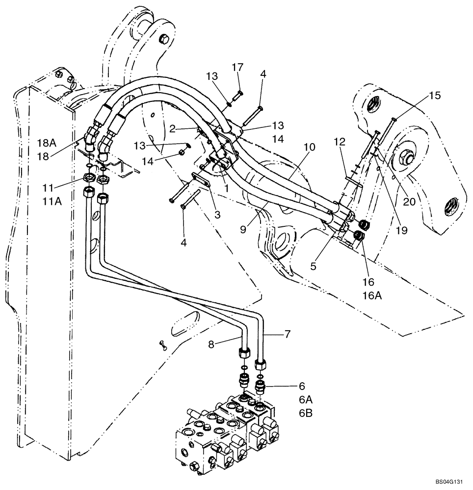 Схема запчастей Case 521E - (08-10A) - HYDRAULICS - LOADER AUXILIARY - 4 SPOOL - (XT LOADER) (08) - HYDRAULICS