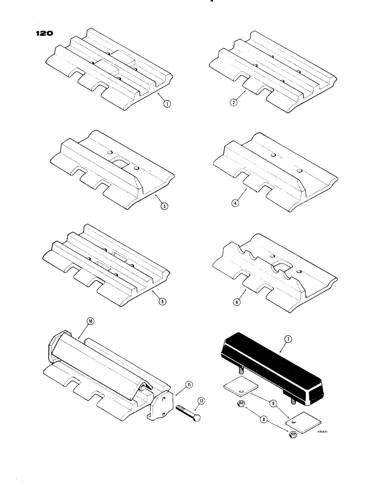 Схема запчастей Case 1150 - (120) - TRACK SHOES, SEMI-GROUSER, MINING SPECIAL (04) - UNDERCARRIAGE