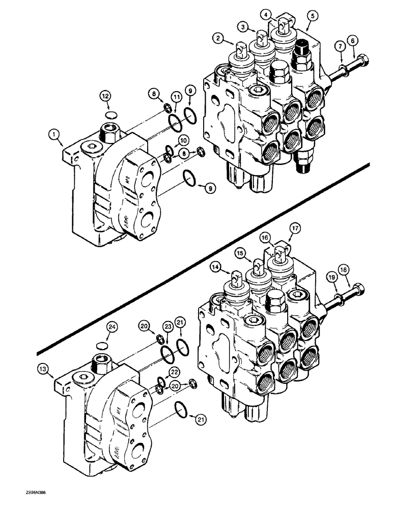 Схема запчастей Case 1150E - (8-110) - THREE SPOOL VALVE, TILT DOZER WITH RIPPER & ANGLE TILT PITCH DOZER (08) - HYDRAULICS