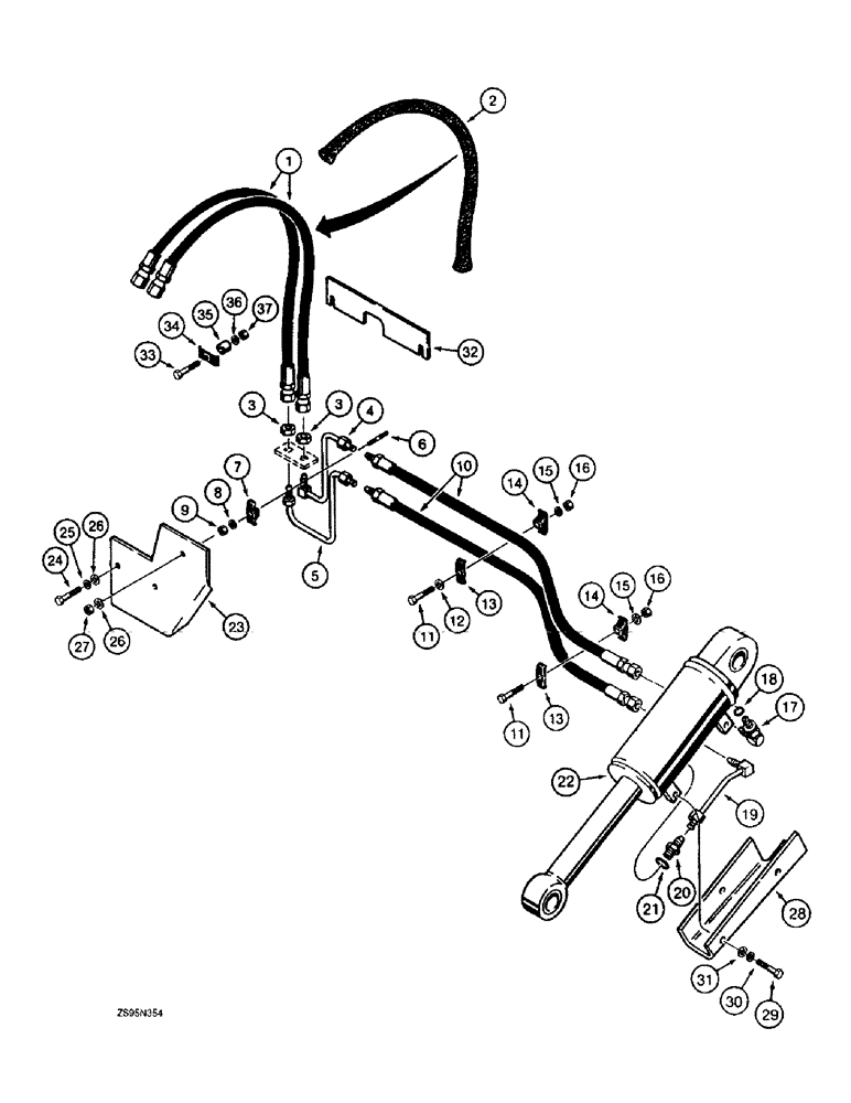 Схема запчастей Case 1150E - (8-034) - TILT HYDRAULIC CIRCUIT, LGP TILT DOZER MODELS, GRILLE TO CYLINDER (08) - HYDRAULICS