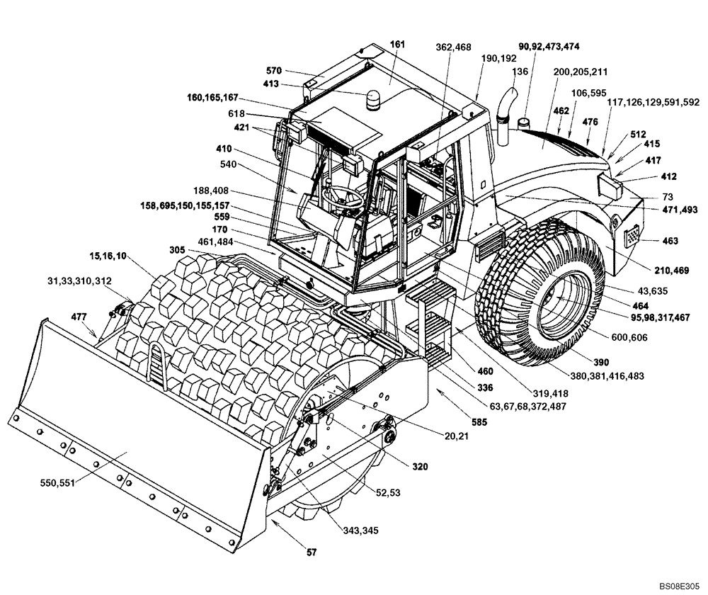 Схема запчастей Case SV208 - (01-02[01]) - PICTORIAL INDEX / COMPLETE CAB / PAD FOOT DRUM (00) - PICTORIAL INDEX