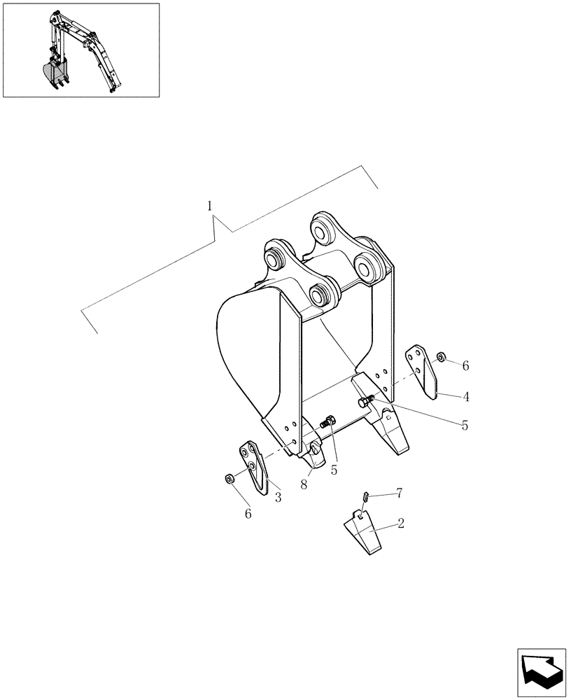 Схема запчастей Case CX27B - (5.0100[01]) - BUCKET - (L=250MM) (05) - Section 5