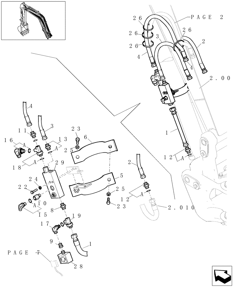 Схема запчастей Case CX31B - (5.0088[05A]) - BOOM CYLINDER HYD LINES (SAFETY VALVE) - 747936070, 747936080 (35) - HYDRAULIC SYSTEMS