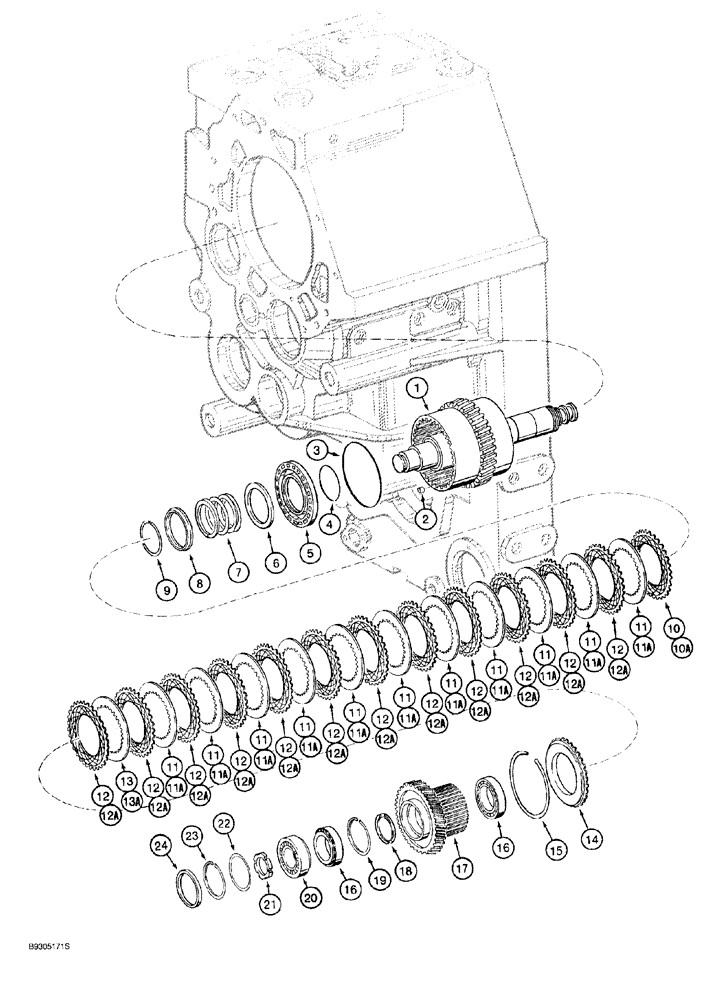 Схема запчастей Case 921 - (6-020) - TRANSMISSION ASSEMBLY L129883, REVERSE GEAR AND CLUTCH (06) - POWER TRAIN