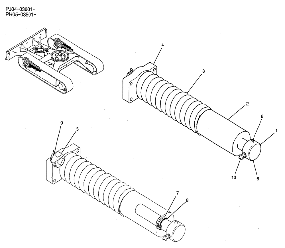 Схема запчастей Case CX50B - (03-006) - IDLER ADJUSTER ASSEMBLY (04) - UNDERCARRIAGE