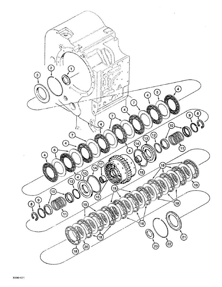 Схема запчастей Case 821B - (6-21A) - TRANSMISSION ASSEMBLY, FORWARD AND LOW CLUTCH PACK, P.I.N. JEE0052701 & AFTER (06) - POWER TRAIN