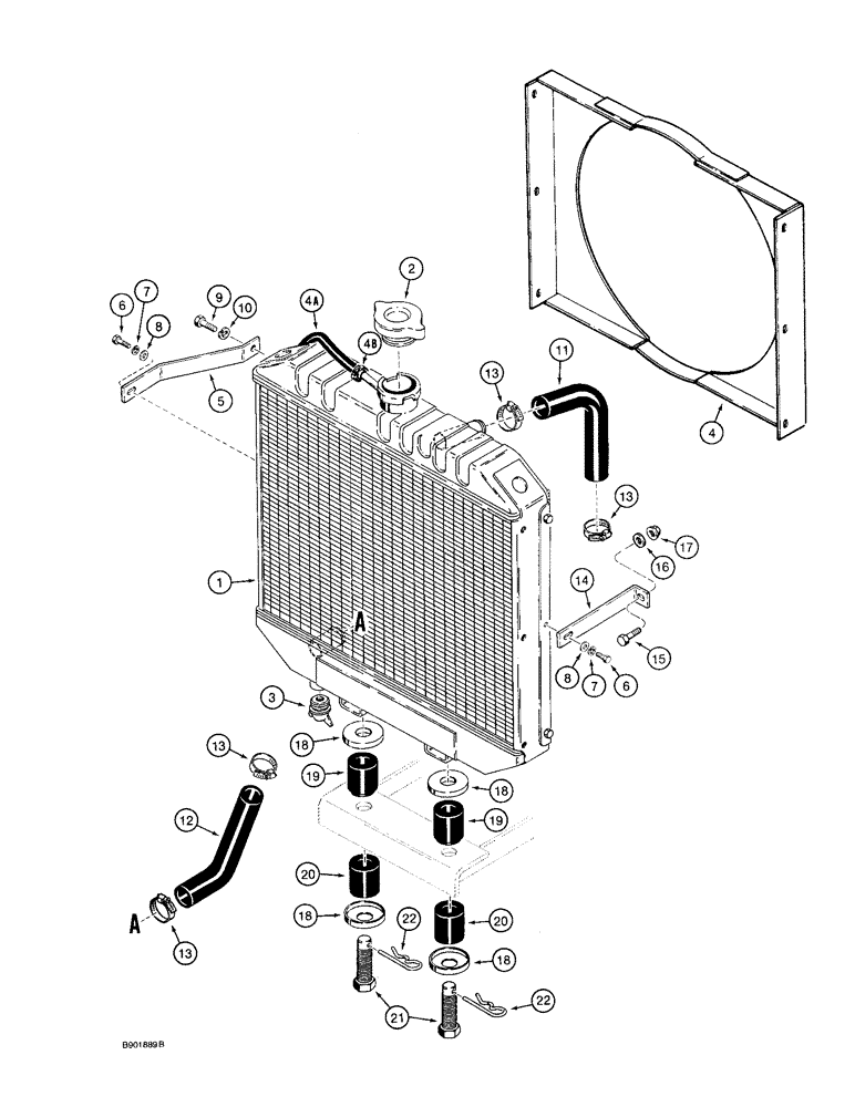 Схема запчастей Case 1825 - (2-03A) - RADIATOR & MOUNTING PARTS, EUROPEAN DIESEL MODELS, BEFORE P.I.N. JAF0096438 (02) - ENGINE