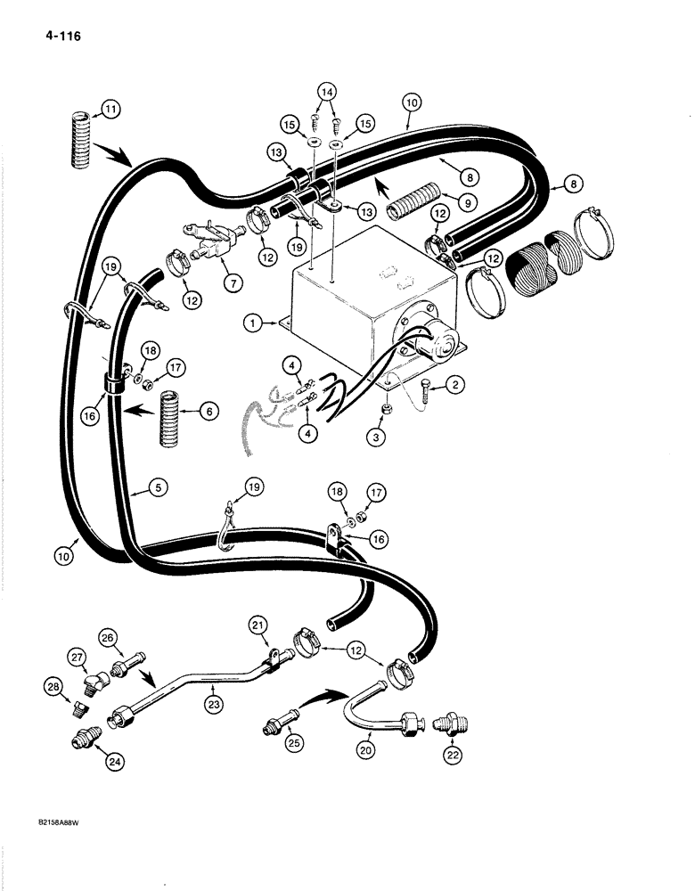 Схема запчастей Case 1080B - (4-116) - HEATER AND HOSES (04) - ELECTRICAL SYSTEMS