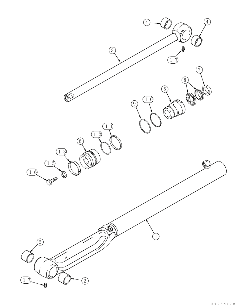 Схема запчастей Case 450 - (08-11) - CYLINDER - LOADER BUCKET (08) - HYDRAULICS