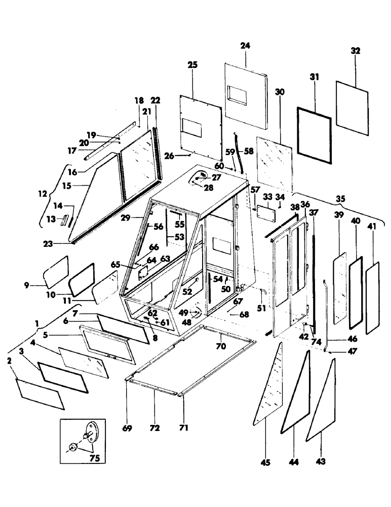 Схема запчастей Case 50 - (041) - CAB AND ATTACHING PARTS (90) - PLATFORM, CAB, BODYWORK AND DECALS