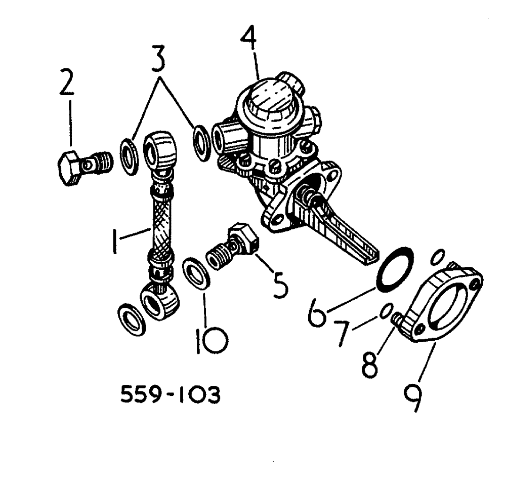 Схема запчастей Case 3400 - (133) - FUEL FEED PUMP AND CONNECTIONS (10) - ENGINE