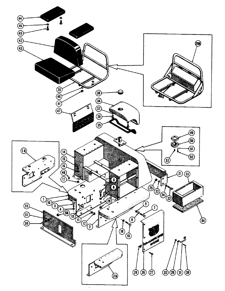 Схема запчастей Case 800 - (180) - BODY INSTALLATION - SEAT & TANK, (USED UP TO SERIAL #7081201 (05) - UPPERSTRUCTURE CHASSIS