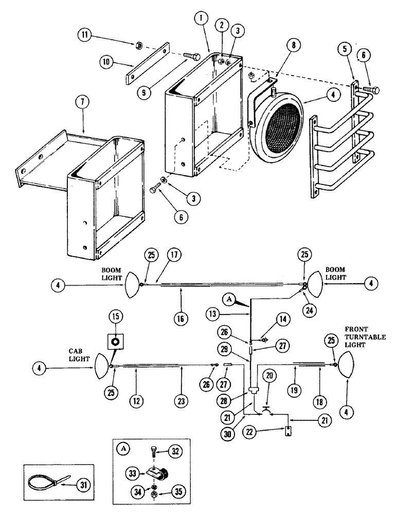 Схема запчастей Case 40 - (306) - WORK LIGHTS AND ATTACHING PARTS, (USED ON UNITS WITH PIN 6270716 THRU 6270854) (55) - ELECTRICAL SYSTEMS