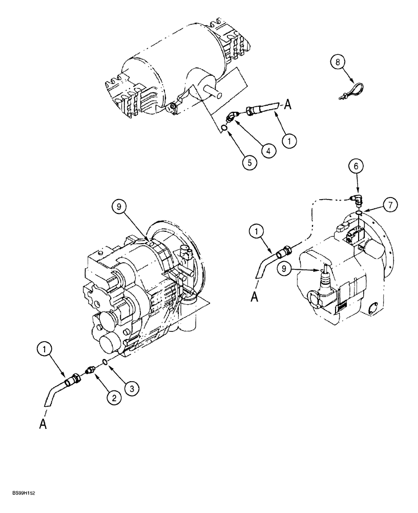 Схема запчастей Case 580SL - (6-158) - REAR AXLE DIFFERENTIAL LOCK, DIFFERENTIAL LOCK SOLENOID VALVE INTEGRAL PART OF TRANSMISSION (06) - POWER TRAIN