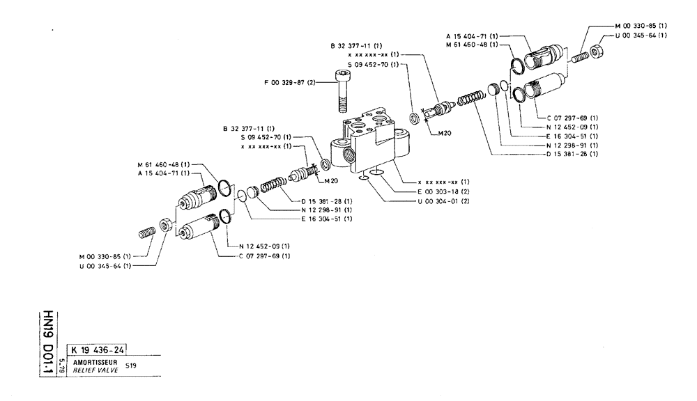 Схема запчастей Case 75C - (HN19 D01.1) - RELIEF VALVE - S19 (07) - HYDRAULIC SYSTEM